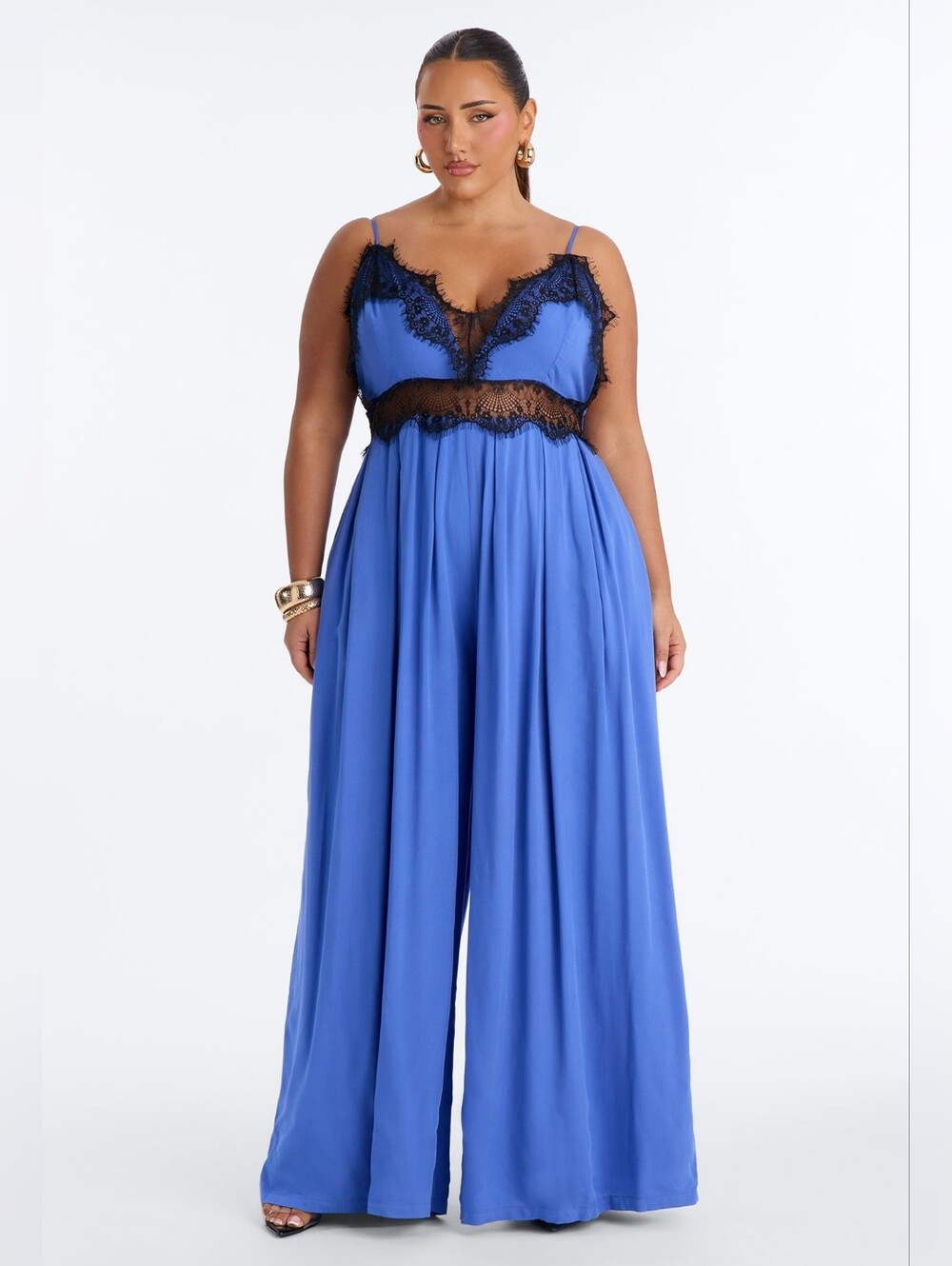 KARMEN LACE TRIM WIDE JUMPSUIT
